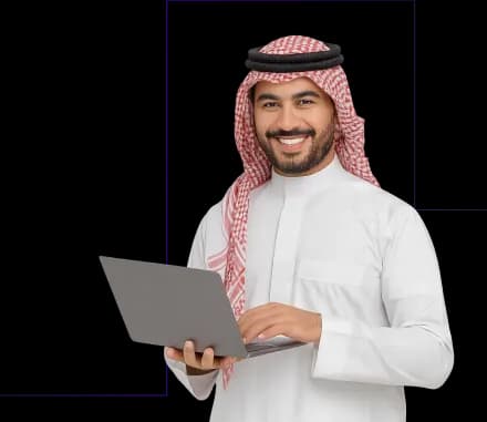 Deepora team member using a laptop for smart business solutions